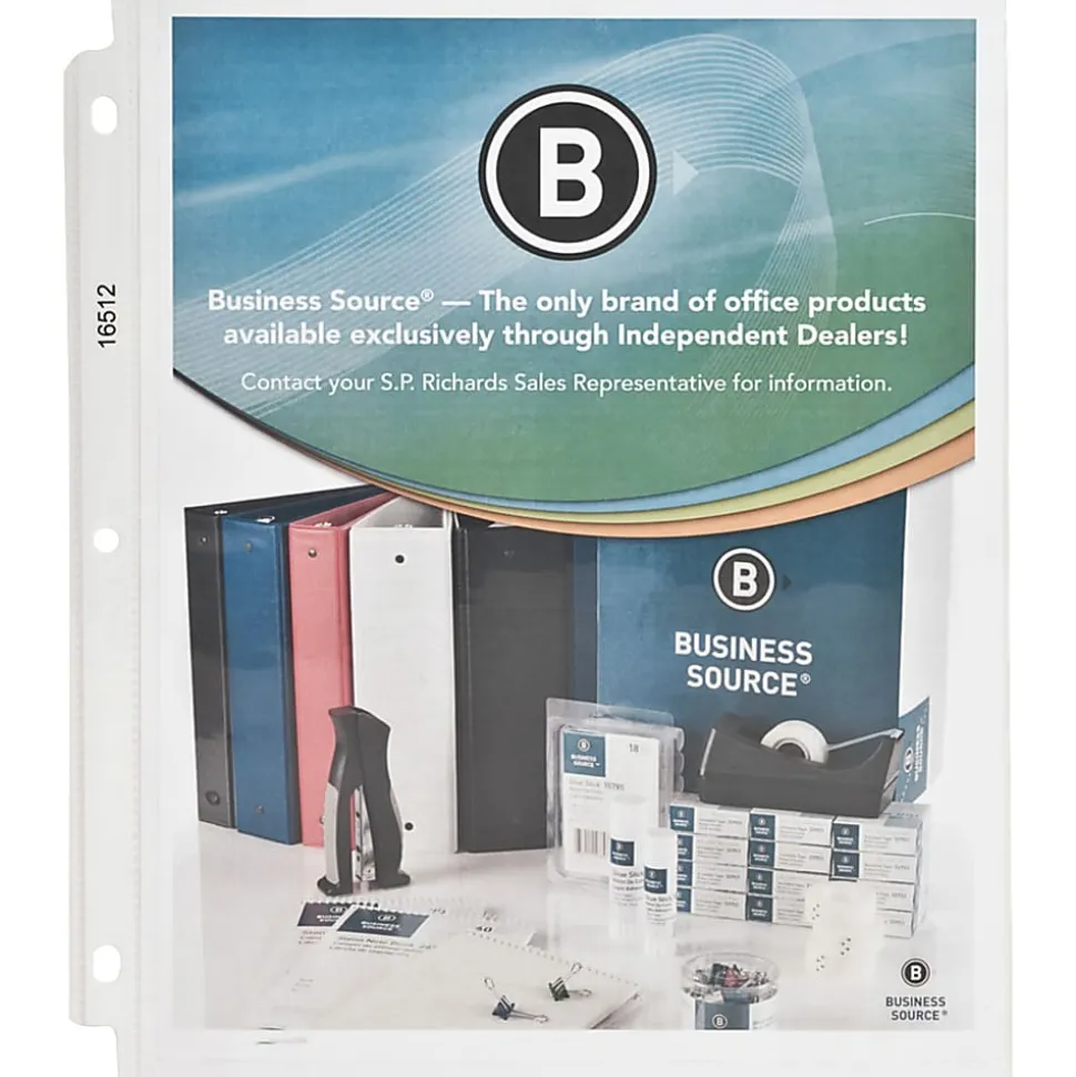Business Source Sheet Protectors - For Letter 8 1/2"x11" Sheet - 3x Holes - Top Loading - 16512BD - 5/Pack