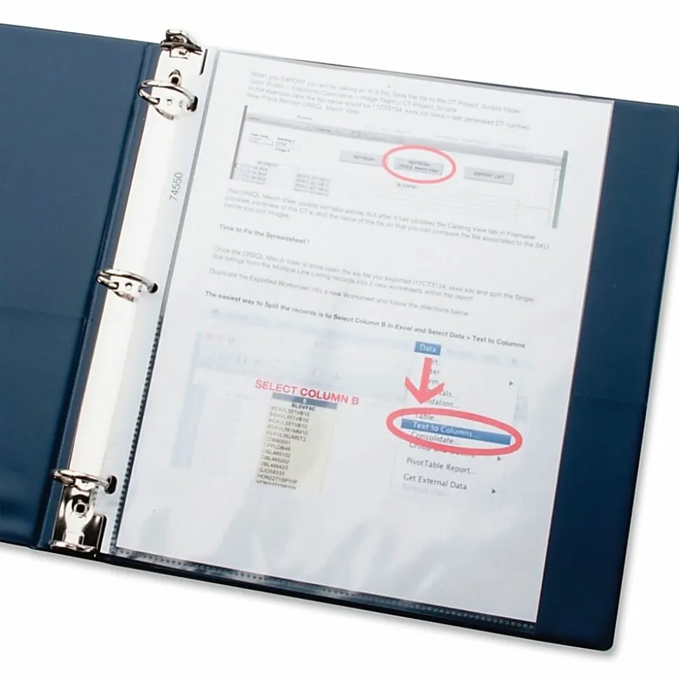 Business Source Sheet Protectors - For Letter 8 1/2"x11" Sheet - 3x Holes - Top Loading - 16512BD - 5/Pack