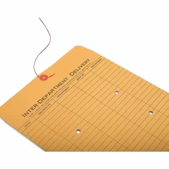 Business Source 2-sided Inter-Department Envelopes, 10" x 13", 28 Lb, Button & String, Kraft, Box Of 100