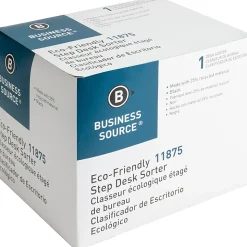 Business Source 6-slot Inclined Desk Step Sorter - 6 Compartment(s) - 6.5" x 8"x 7.8" Depth - Desktop - Recycled - Black - Plastic - 1 / Each