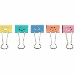 Business Source Smiling Face Binder Clips - Medium - for Paper, Office, Classroom - Sturdy - Assorted - 42 / Tube