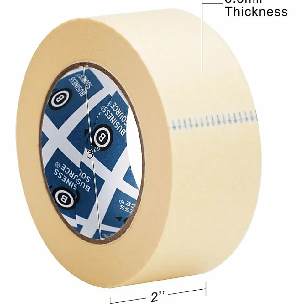 Business Source Utility-purpose Masking Tape - 60 yd x 2"- 3" Core - Tan - Crepe Paper Backing - - 16462PK
