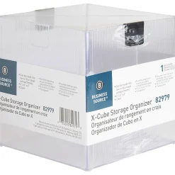 Business Source X-Cube Storage Organizer, 4 Compartment(s), 6"H x 6"W x 6"D, Desktop, Clear