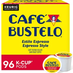 Cafe Bustelo Keurig Caf Bustelo Single Serve Pods, Espresso Roast, Classic, Box Of 24 Pods, Case Of 4 Boxes