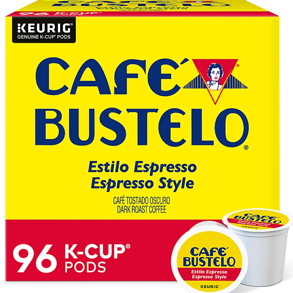 Cafe Bustelo Keurig Caf Bustelo Single Serve Pods, Espresso Roast, Classic, Box Of 24 Pods, Case Of 4 Boxes