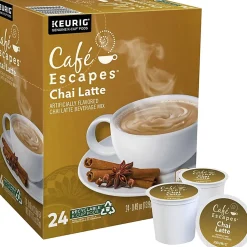 Cafe Escapes™ Single-Serve K-Cup® Pods, Chai Latte Coffee, Carton Of 24