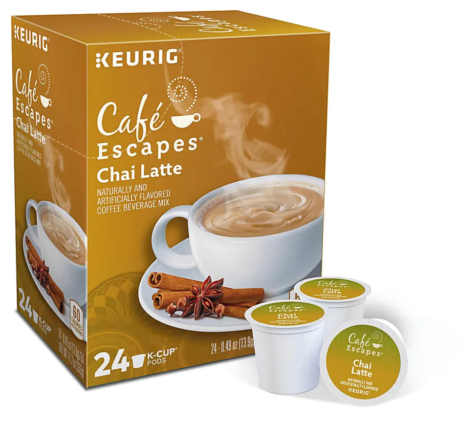 Cafe Escapes™ Single-Serve K-Cup® Pods, Chai Latte Coffee, Carton Of 24