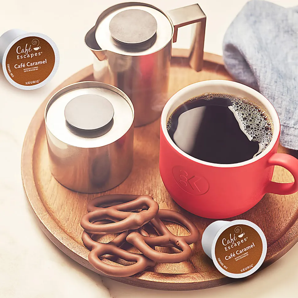 Café Escapes Café Caramel Keurig Single-Serve K-Cup Pods, 24 Pods Per Pack, Case Of 4 Packs