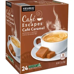 Café Escapes Café Caramel Keurig Single-Serve K-Cup Pods, 24 Pods Per Pack, Case Of 4 Packs