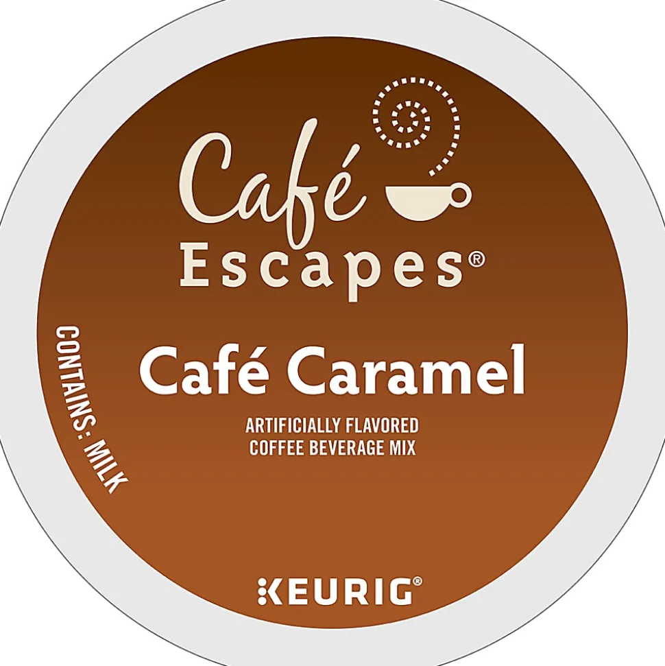 Café Escapes Café Caramel Keurig Single-Serve K-Cup Pods, 24 Pods Per Pack, Case Of 4 Packs
