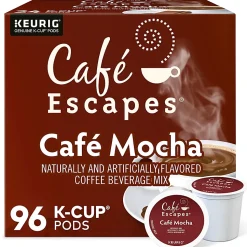 Café Escapes Café Mocha Keurig Single-Serve K-Cup Pods, 24 Pods Per Pack, Case Of 4 Packs