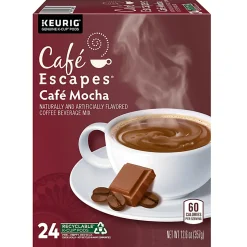 Café Escapes Café Mocha Keurig Single-Serve K-Cup Pods, 24 Pods Per Pack, Case Of 4 Packs