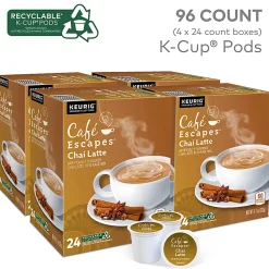 Café Escapes Chai Latte Keurig Single-Serve K-Cup Pods, 24 Pods Per Pack, Case Of 4 Packs