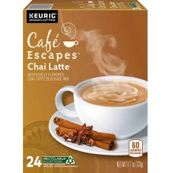 Café Escapes Chai Latte Keurig Single-Serve K-Cup Pods, 24 Pods Per Pack, Case Of 4 Packs