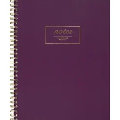 Cambridge® Fashion Twin-Wire Business Notebook, 7 1/4" x 9 1/2", College Ruled, 80 Sheets, Purple (49556)