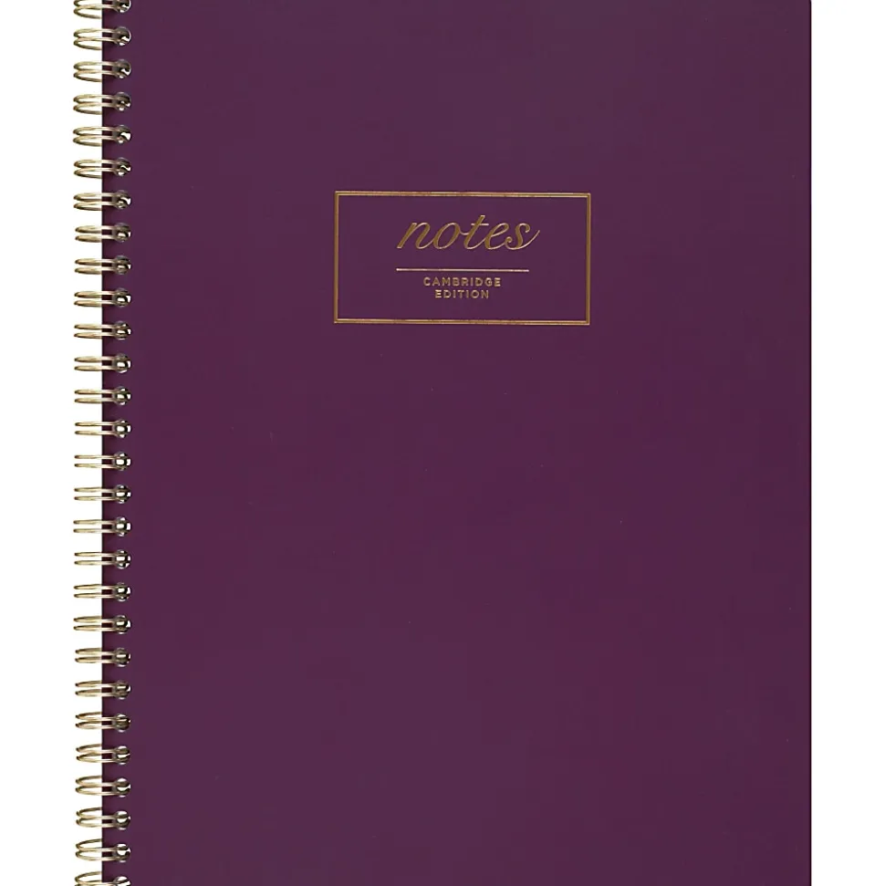 Cambridge® Fashion Twin-Wire Business Notebook, 7 1/4" x 9 1/2", College Ruled, 80 Sheets, Purple (49556)