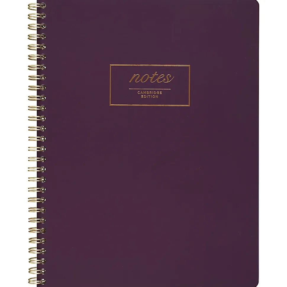 Cambridge® Fashion Twin-Wire Business Notebook, 7 1/4" x 9 1/2", College Ruled, 80 Sheets, Purple (49556)