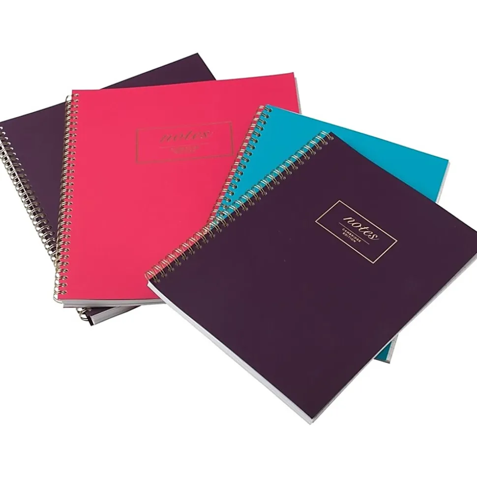 Cambridge® Fashion Twin-Wire Business Notebook, 9" x 11", College Ruled, 80 Sheets, 30% Recycled, Purple (49567)