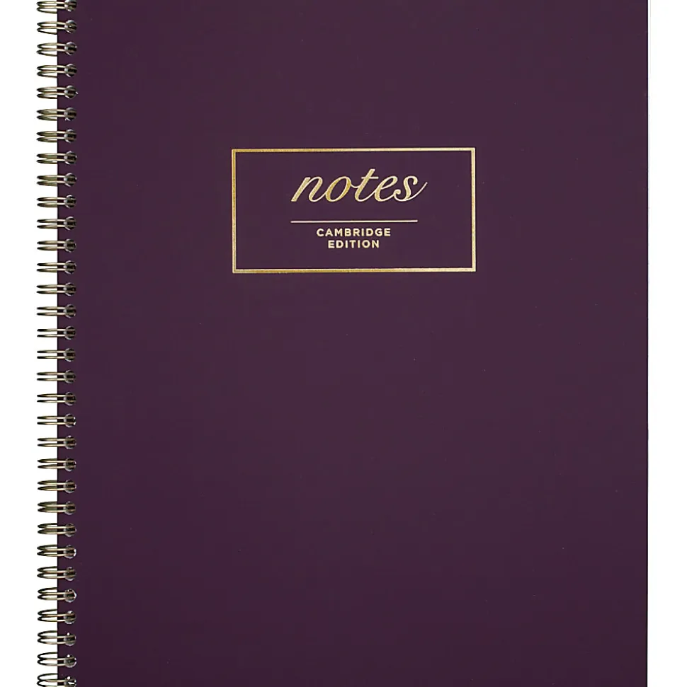 Cambridge® Fashion Twin-Wire Business Notebook, 9" x 11", College Ruled, 80 Sheets, 30% Recycled, Purple (49567)