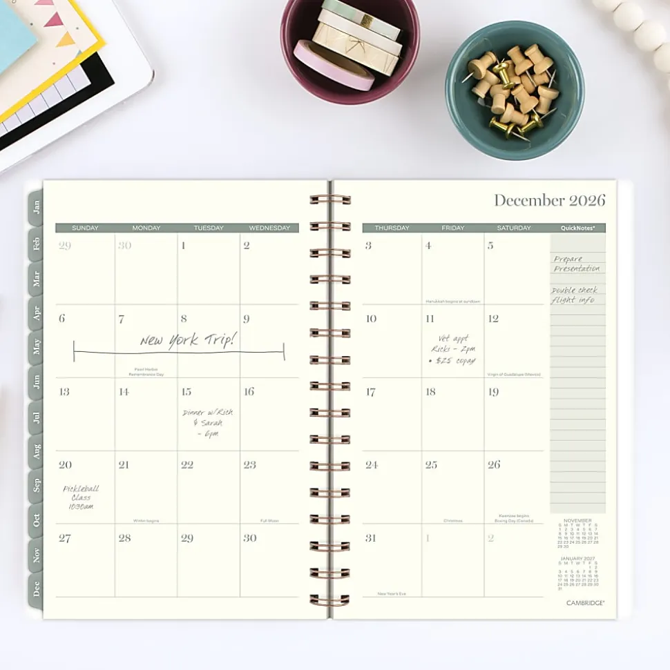 Cambridge® Serene 2026 Weekly Monthly Planner, Small, 5 1/2" x 8 1/2"