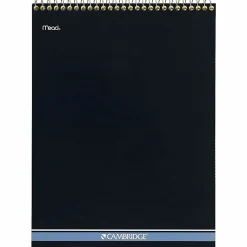 Cambridge® Stiff-Back Wire Bound Notebook, 8-1/2" x 11-3/4", Legal Ruled, 70 Sheets, Canary/Blue