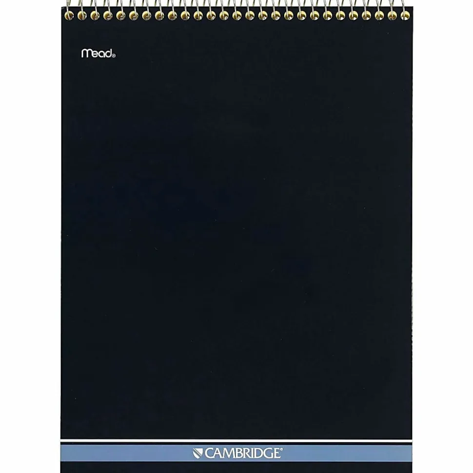Cambridge® Stiff-Back Wire Bound Notebook, 8-1/2" x 11-3/4", Legal Ruled, 70 Sheets, Canary/Blue