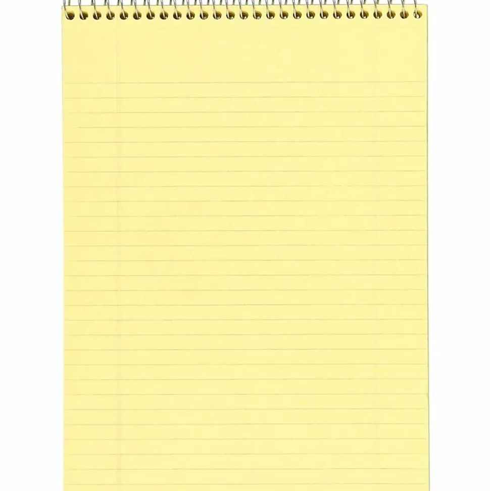 Cambridge® Stiff-Back Wire Bound Notebook, 8-1/2" x 11-3/4", Legal Ruled, 70 Sheets, Canary/Blue