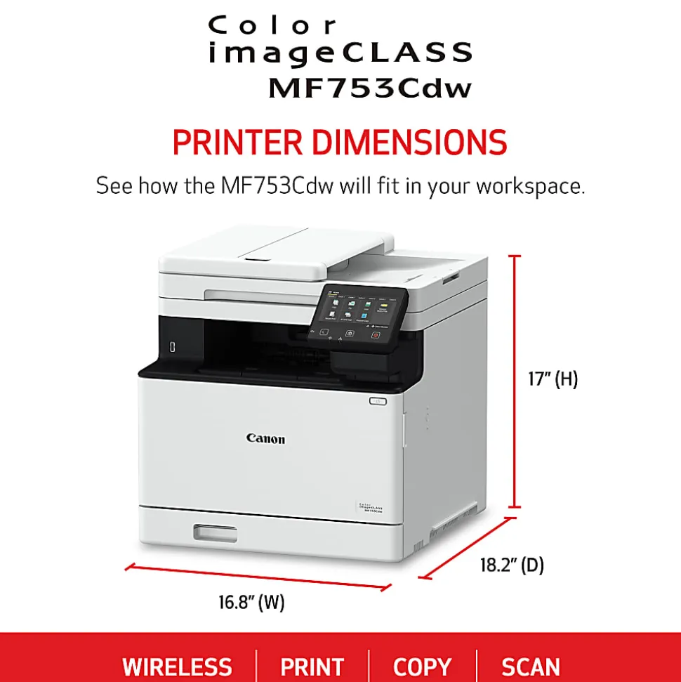 Canon® imageCLASS® MF753Cdw Wireless Laser All-In-One Color Printer