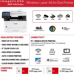 Canon imageCLASS MF465dw Wireless Mobile-Ready Duplex Laser All-In-One Monochrome Printer