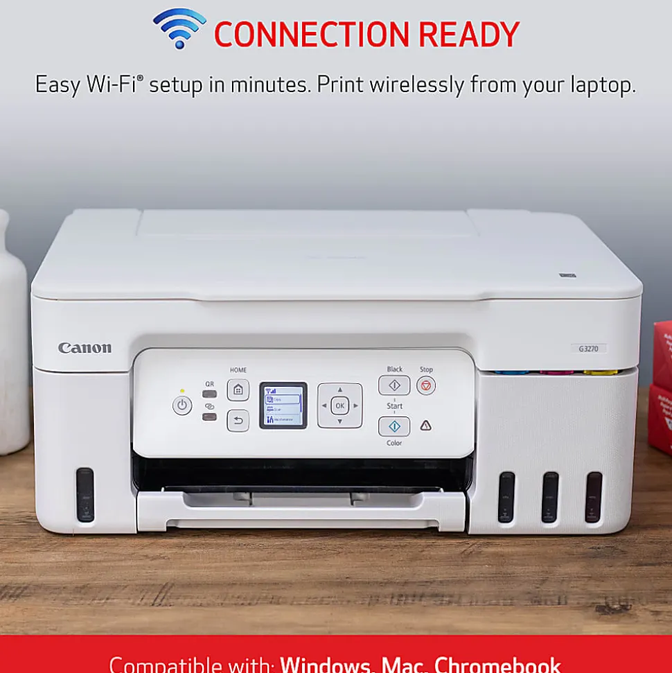 Canon® PIXMA™ G3270 MegaTank Wireless Inkjet All-In-One Color Printer, White