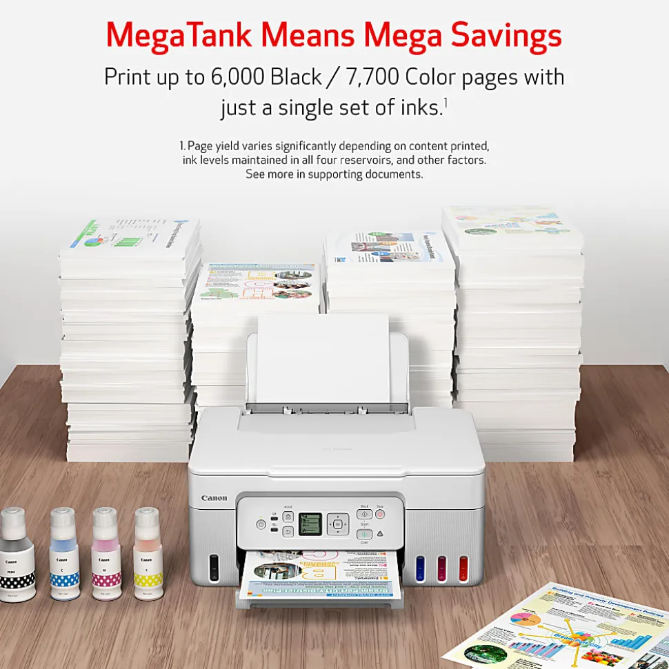 Canon® PIXMA™ G3270 MegaTank Wireless Inkjet All-In-One Color Printer, White