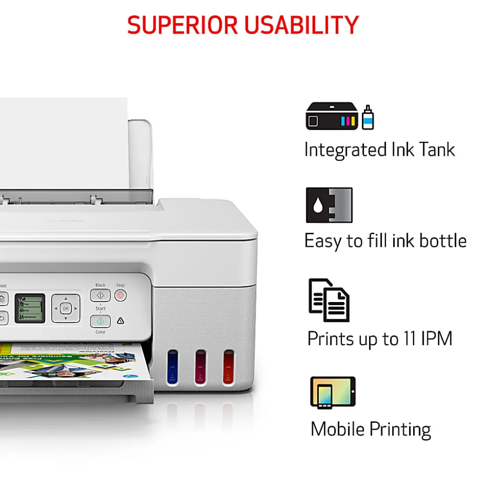 Canon® PIXMA™ G3270 MegaTank Wireless Inkjet All-In-One Color Printer, White