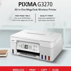 Canon® PIXMA™ G3270 MegaTank Wireless Inkjet All-In-One Color Printer, White