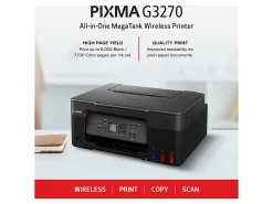 Canon® PIXMA™ G3270 MegaTank Wireless Inkjet All-In-One Color Printer, Black
