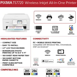 Canon PIXMAâ„¢ TS7720 Wireless Home All-in-One Inkjet Color Printer