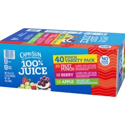 Capri Sun 100% Juice Variety Pack, Pack Of 40 Pouches