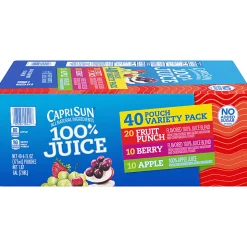 Capri Sun 100% Juice Variety Pack, Pack Of 40 Pouches