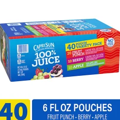 Capri Sun 100% Juice Variety Pack, Pack Of 40 Pouches