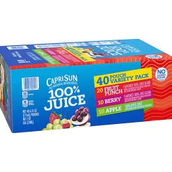 Capri Sun 100% Juice Variety Pack, Pack Of 40 Pouches