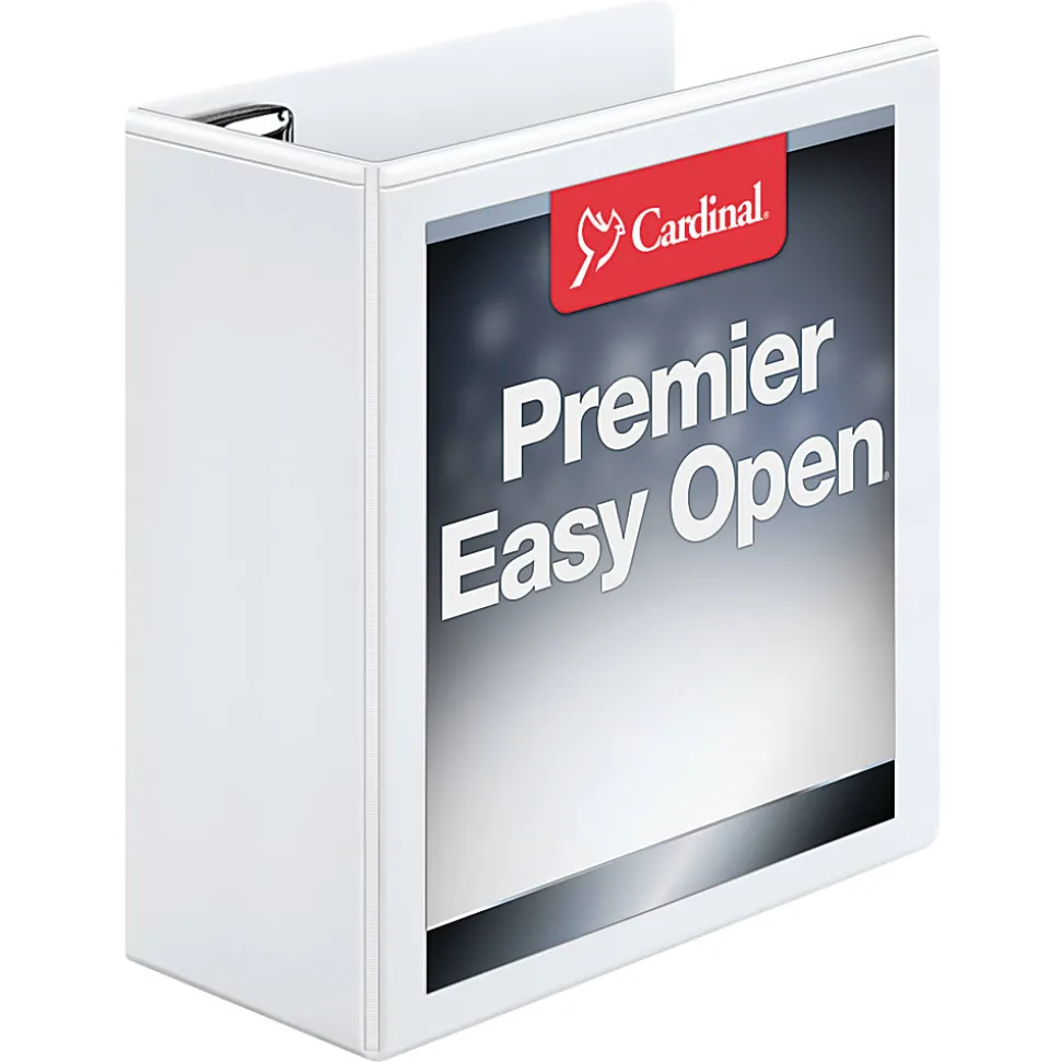 Cardinal® EasyOpen™ ClearVue™ Locking View 3-Ring Binder, 4" D-Rings, 52% Recycled, White