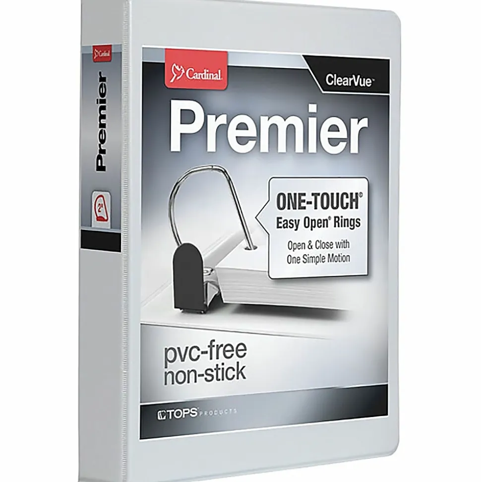 Cardinal® EasyOpen™ ClearVue™ Locking View 3-Ring Binder, 2" D-Rings, 52% Recycled, White