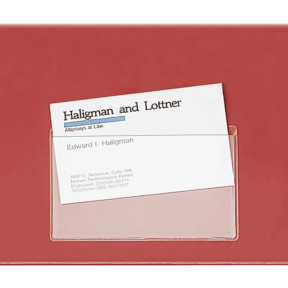 Cardinal® HOLDit!® Business Card Pockets, Top Loading, 3 3/4" x 2 3/8", Pack Of 10