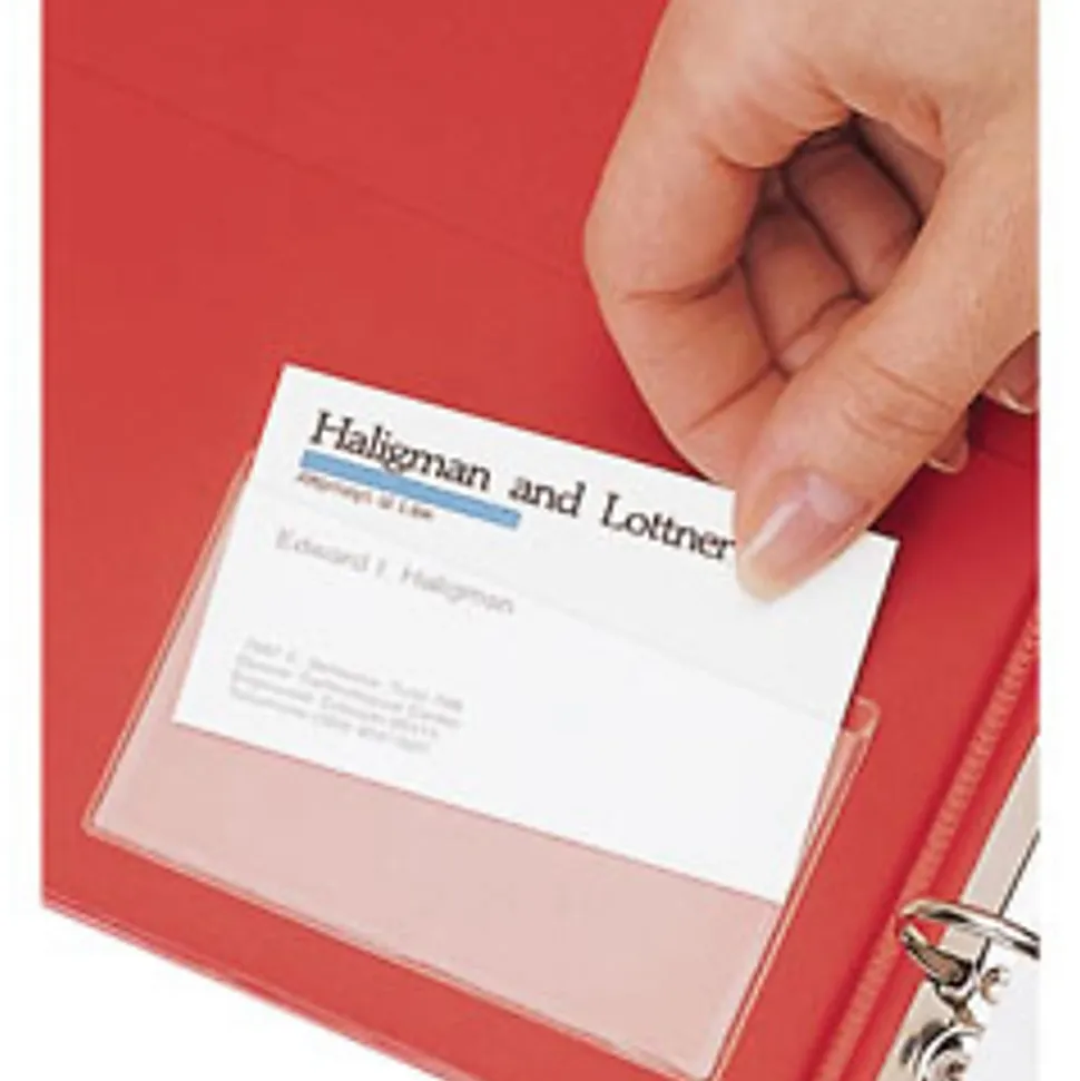 Cardinal® HOLDit!® Business Card Pockets, Top Loading, 3 3/4" x 2 3/8", Pack Of 10