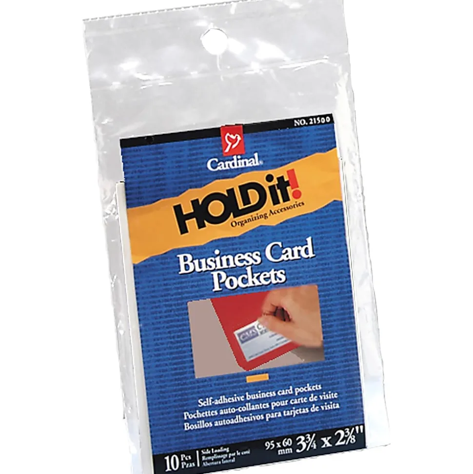 Cardinal® HOLDit!® Business Card Pockets, Top Loading, 3 3/4" x 2 3/8", Pack Of 10