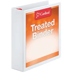 Cardinal Treated ClearVue™ Locking 3-Ring Binder, 2" D-Rings, 52% Recycled, White