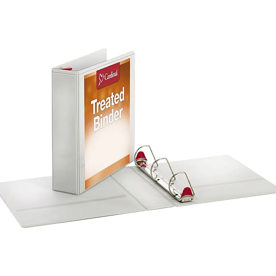 Cardinal Treated ClearVue™ Locking 3-Ring Binder, 2" D-Rings, 52% Recycled, White