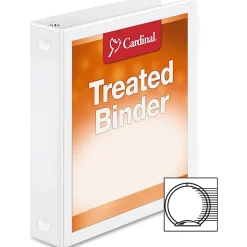 Cardinal Treated ClearVue™ Locking 3-Ring Binder, 1 1/2" Round Rings, 52% Recycled, White