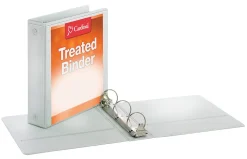 Cardinal Treated ClearVue™ Locking 3-Ring Binder, 2" Round Rings, 52% Recycled, White