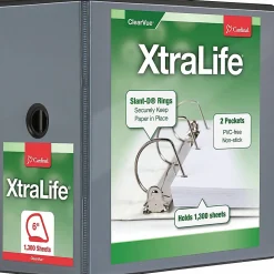Cardinal® XtraLife™ ClearVue™ Nonstick Locking Slant 3-Ring Binder, 6" D-Rings, Black