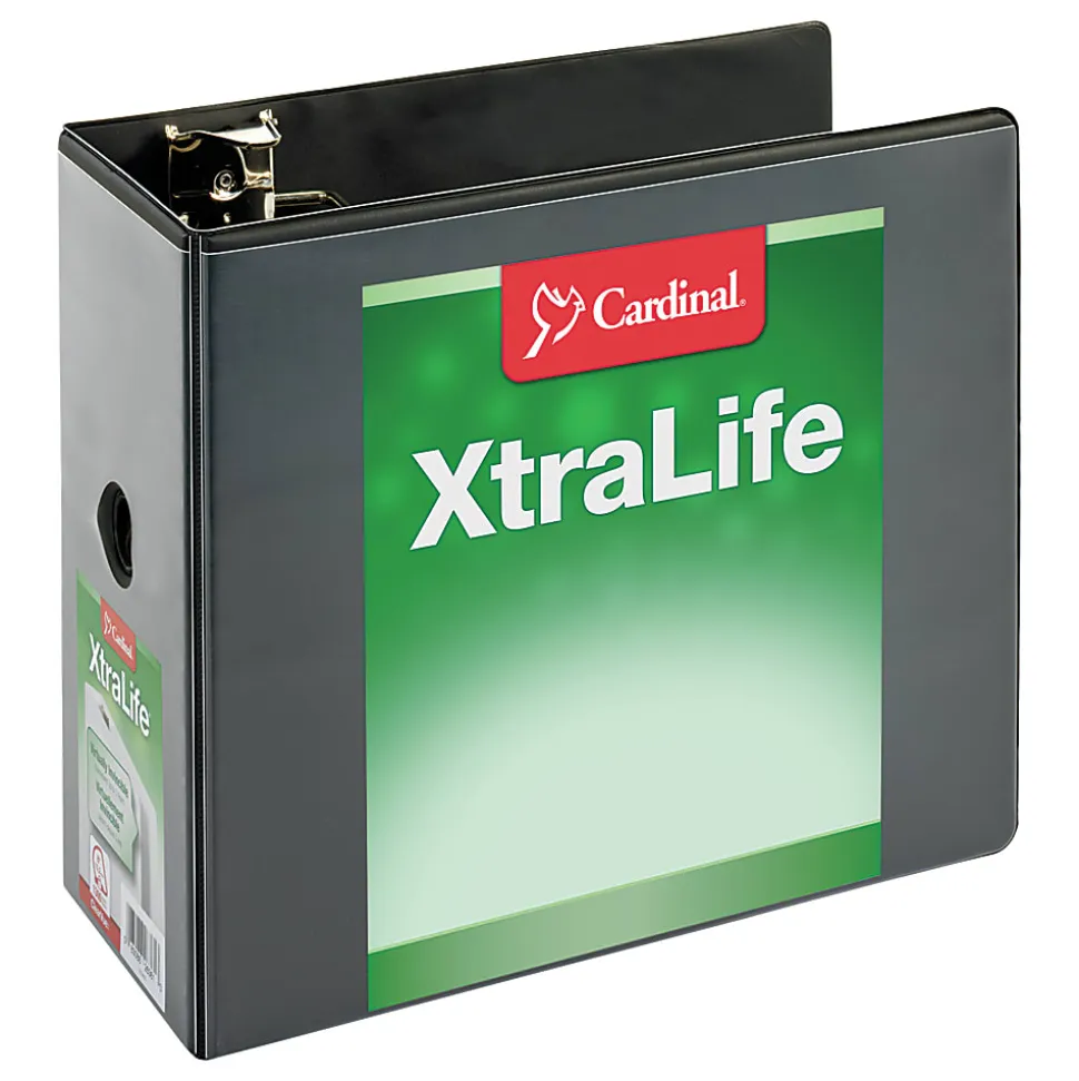 Cardinal® XtraLife™ ClearVue™ Nonstick Locking Slant 3-Ring Binder, 6" D-Rings, Black